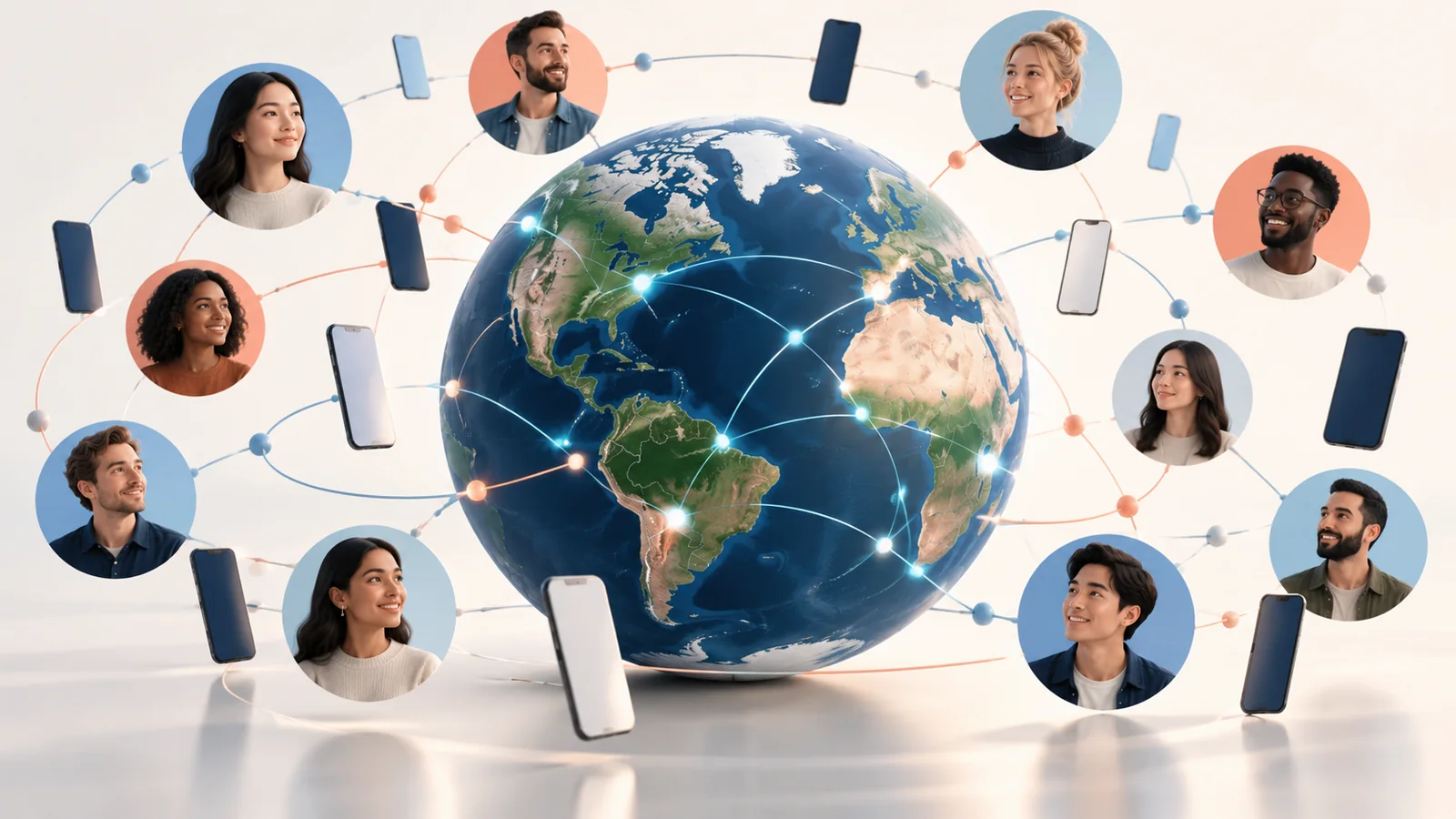 全球社媒用户连接（AI 示意图）